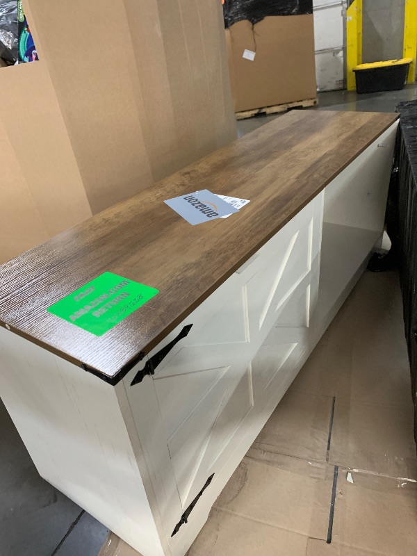 View 2 of ***TRUCK/TRAILER PICKUP ONLY***
***MISSING PARTS AND HARDWARE***
DWVO Shoe Storage Bench, 55" L Shoe Cabinet with 3 Flip Drawer & Flip-Top Storage, Farmhouse Modular Tilt-Out Organizer for Entryway, Mudroom, Bedroom