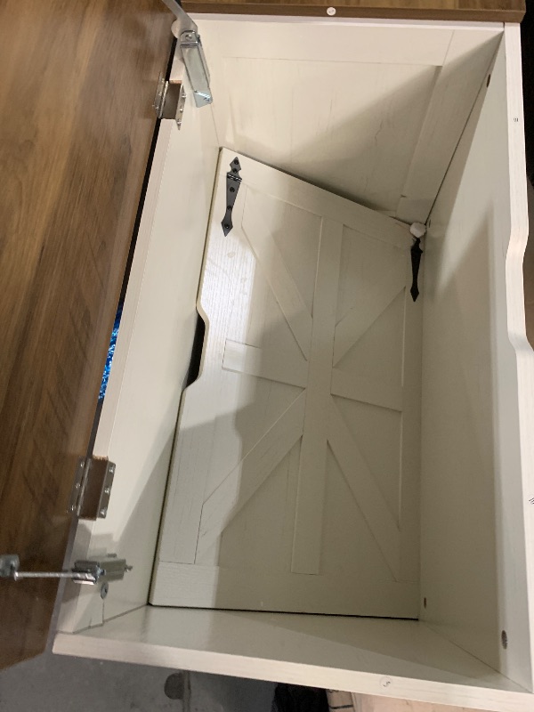 View 3 of ***TRUCK/TRAILER PICKUP ONLY***
***MISSING PARTS AND HARDWARE***
DWVO Shoe Storage Bench, 55" L Shoe Cabinet with 3 Flip Drawer & Flip-Top Storage, Farmhouse Modular Tilt-Out Organizer for Entryway, Mudroom, Bedroom