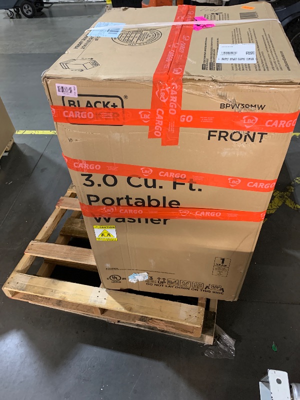 Photo 1 of ***FACTORY SEALED***
***TRUCK/TRAILER PICKUP ONLY***
BLACK+DECKER 3.0 Cu. Ft. Portable Washer, 26.5 lb. Capacity Washing Machine, 6 Cycles, Quick Connect Sink Adapter and Drain Hose Included, Transparent Lid & LED Display, BPW30MW, White