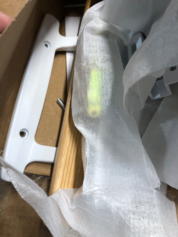 Photo 1 of ***MISSING PARTS***
ALLYWASAI Patio Sliding Patio Door Handle Set with Mortise Lock, Key Cylinder and Keeper, Wood Handle Lock Set Fits Door Thickness from 1-1/2" to 1-3/4", 3-15/16" Screw Hole Spacing, Keyed, White