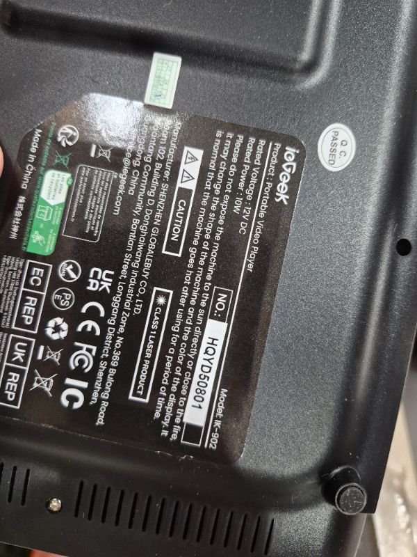 Photo 1 of ***MISSING POWER CORD, line running through the screen***
 ieGeek 11.5" Portable DVD Player for Kids and Car, 9.5" Eye-Protective Screen with 5 Hours Rechargeable Battery, Support Sync TV/USB/SD Card and Multiple Disc Formats, Region Free - Purple
