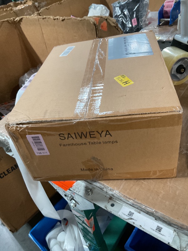 Photo 1 of *** factory sealed *****SAIWEYA 27.5" Farmhouse Table Lamps Set of 2 Bedside Nightstand Lamp with USB C+A Ports & AC Outlet, 3 Way Dimmable Touch Lamps for Bedroom Living Room Office Rustic Lamp (Gray)