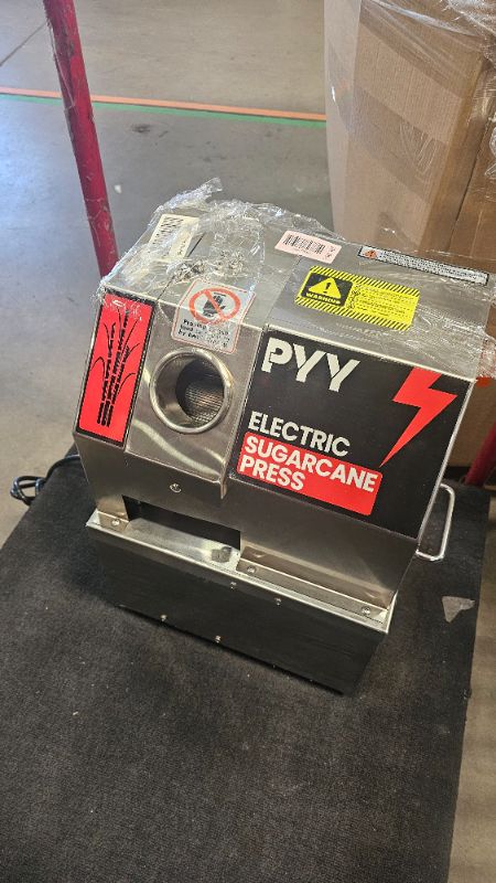 Photo 1 of ***MISSING ATTACHMENTS AND HARDWARE***PYY Sugar Cane Juicer Machine - Commercial Countertop Electric 3-Roller Sugarcane Juice Press, Stainless Steel Washable SugarCane Juice Machine with 2 Peelers, Brush, 600W