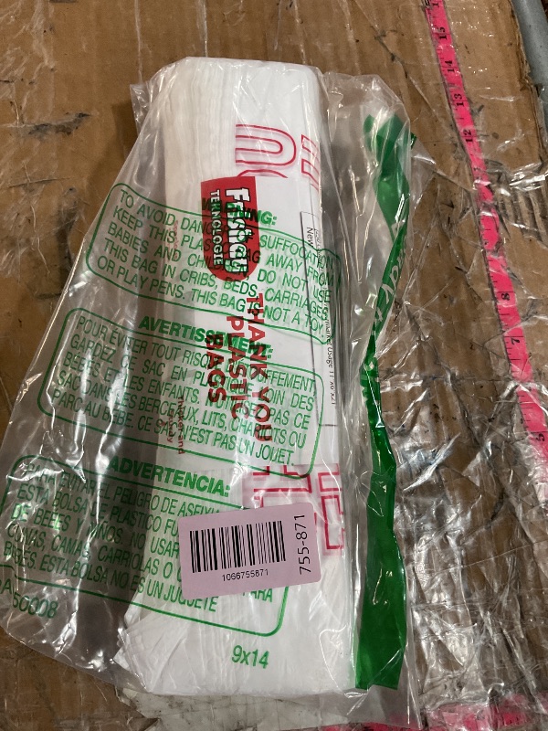 Photo 1 of [50 Count] White "Thank You" HDPE T Shirt Bags with Handles – Heavy Duty 26 Micron (?1.0 mil) 11" x 6" x 21" (1/6 BBL) – Recyclable Takeout & Carryout Bags for bakries, Restaurants, Retail & shopping