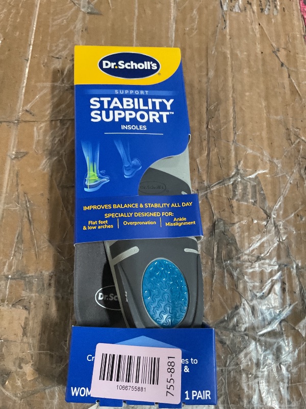 Photo 1 of ?Dr. Scholl's Stability Support Insoles, Flat Feet & Overpronation Low Arch Support, Improves Balance & Stability, Motion Control, Trim Inserts to Fit Shoes, Women's Size 6-10