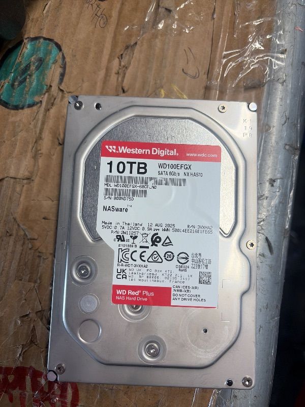Photo 1 of ***FOR PARTS ONLY***
Western Digital 10TB WD Red Plus NAS Internal Hard Drive HDD - 7200 RPM, SATA 6 GB/s, CMR, 512 MB Cache, 3.5" - WD100EFGX