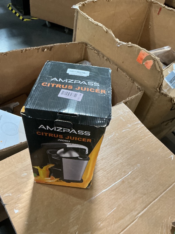 Photo 1 of **Parts Only** Amzpass Electric Orange Juicer, Citrus Juicer Squeezer with 2 Cones and Soft Grip Handle for Effortless Juicing, Stainless Steel Quiet Orange Juice Extractor Machines for Lime Grapefruit Lemon
