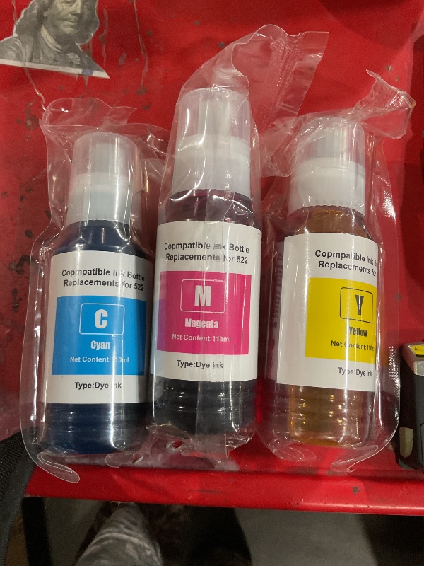 Photo 1 of ***MISSING 3 BOTTLES***PROSWIFT 522 High Capacity (6 Bottles) Ink Refill Bottles Combo Pack Replacement for Epson Compatible 522 Ink Use for EcoTank ET-2800 ET-2803 ET-2400 ET-4800 ET-2720 ET-2840 ET-3850 ET-2850 Printer