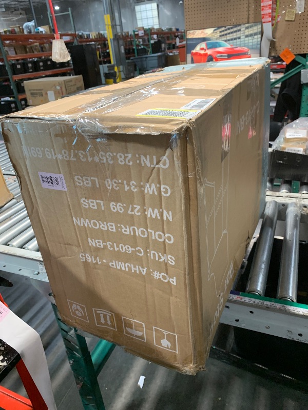 Photo 1 of *DUMOS 26 Inch Counter Height Bar Stools Set of 2, Modern Faux Leather High Barstools with Back and Metal Leg, Bar Chairs for Kitchen lsland, Brown