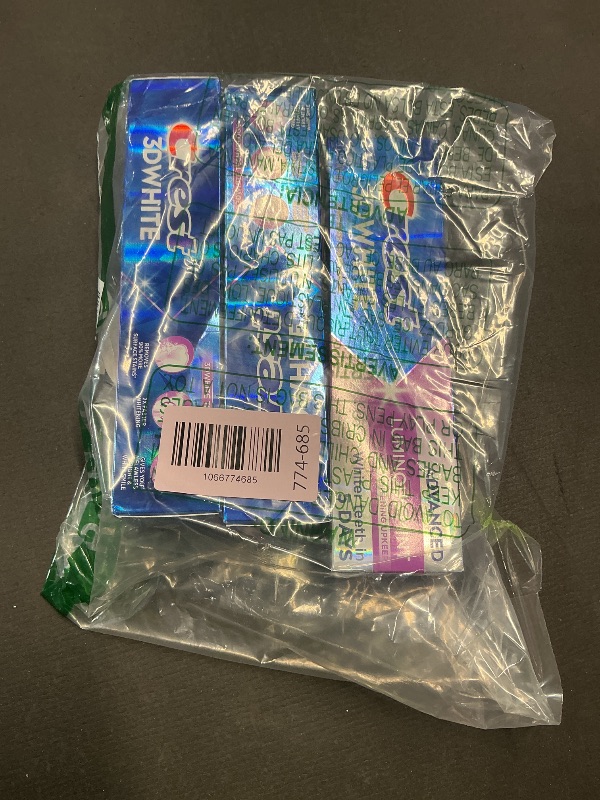 Photo 1 of ***ONLY 3 PACKS***Crest 3D White Advanced Luminous Mint Teeth Whitening Toothpaste, Crest Toothpaste, 3.7 oz Pack of 4 - Helps Remove Surface Stains, Whitens Teeth, Strengthens Tooth Enamel, Protects Against Cavities