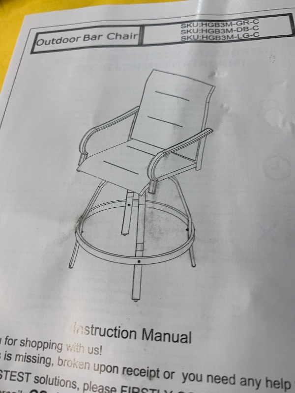 Photo 1 of 2 BOXES *** Shintenchi 4 Piece Patio Swivel Bar Stools, All-Weather Padded Textile Outdoor High Top Bistro Chairs, Outdoor Height Bar Patio Stools & Bar Chairs Set of 4 with High Back for Yard, Balcony, Taupe