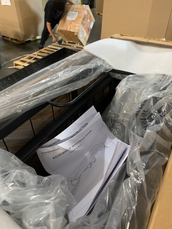 Photo 1 of ***STOCK PHOTO FOR REFERENCE ONLY***Amazon Basics Foldable Metal Platform Bed Frame with Storage, Sturdy Steel Support, No Box Spring Needed, 14-inch High, Tool-Free Setup, Twin Size, Black