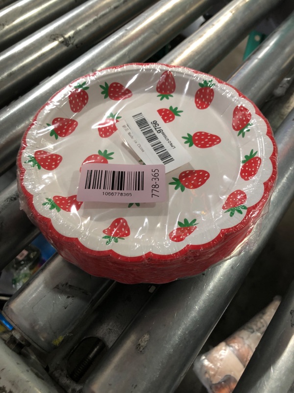 Photo 1 of ***FACTORY SEALED***MaitianGuyou 40Pcs 7 Inch Strawberry Party Tableware Dessert Paper Plates for Birthday Supplies,Baby Shower Summer Fruit 1st Party