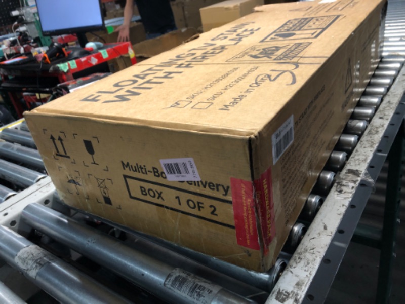 Photo 1 of ***BOX ONE OF TWO***OneBlis 70'' Floating TV Stand with 36" Electric Fireplace, Wall Mounted Entertainment Center with Storage for TVs up to 80", Adjustable 12-Color LED Media TV Console for Living Room,All Black