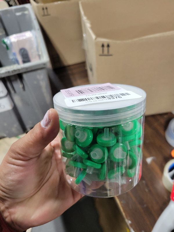 Photo 1 of 100 Count Syringe Filter, Nylon Hydrofilic Membrane 13mm Diameter 0.22um Pore Size, Syringe Lab Filters, Non Sterile Filtration (Green)