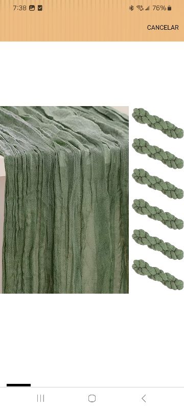 Photo 1 of 12 Pack Sage Green Cheesecloth Table Runners – 10FT Rustic Gauze Bulk Set for Wedding Reception, Woodland Baby Shower, Garden Party, or Boho Spring Event Decor