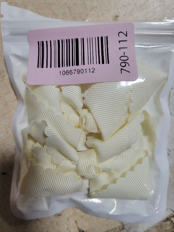 Photo 1 of 2 Pcs 3" Off White Grosgrain Ribbon Hair Bows for Girls,Handmade Scalloped Edge dressy Bow Alligator Clip,Everyday Hair Styling Accessories for Toddlers,Teens,Baby in Pairs