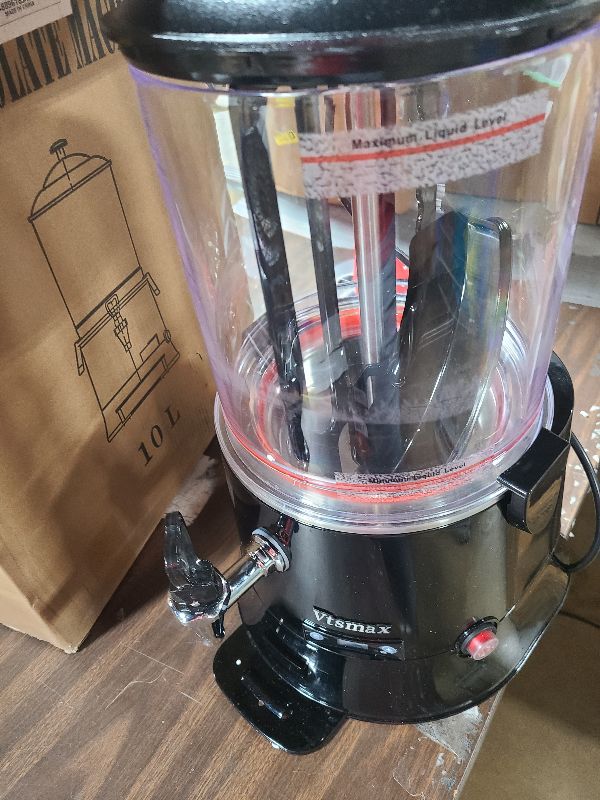 Photo 1 of 10L/2.6Gal Commercial Hot Chocolate Machine Hot Drink Dispenser, 86-194°F Intelligent Temperature Control Hot Beverage Maker for Chocolate, Cocoa, Milk, Coffee, Juice, Black