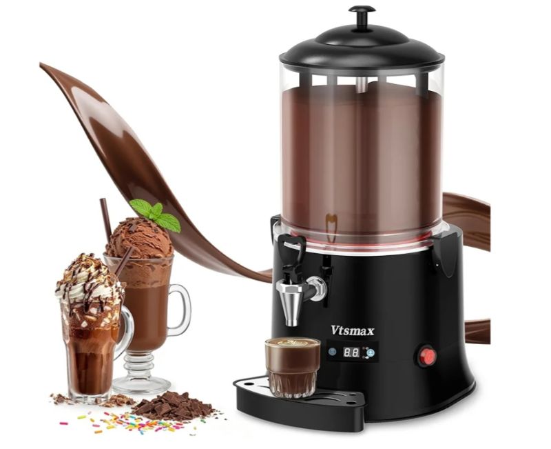 Photo 1 of 10L/2.6Gal Commercial Hot Chocolate Machine Hot Drink Dispenser, 86-194°F Intelligent Temperature Control Hot Beverage Maker for Chocolate, Cocoa, Milk, Coffee, Juice, Black