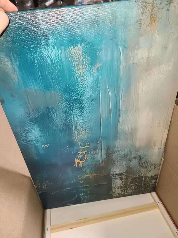 Photo 1 of 2 Framed Canvas Abstract Art Blue Orange Wall Decor Paintings for Home Bedroom Office Kitchen Wall Decor Modern Abstract Wall Art Paintings Prints24x16 Inch