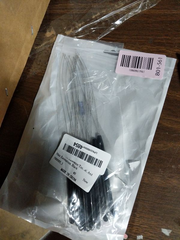 Photo 1 of 10 Pcs Hair Extension Tools, Pulling Hook Needle and Bead Device for Braiding, Hairs Loop Styling Tool, Tinsel, Hair Extensions, Black