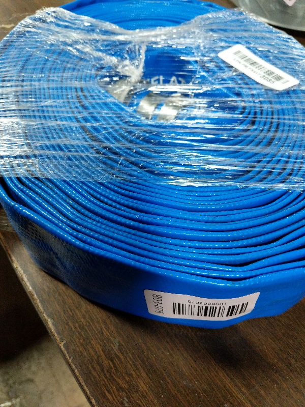 Photo 1 of 1-1/2" x 50? PVC Lay Flat Water Pump Discharge Hose With Aluminum Pin Lug Fittings, Heavy Duty Reinforced Pool Backwash Hose Assembly
