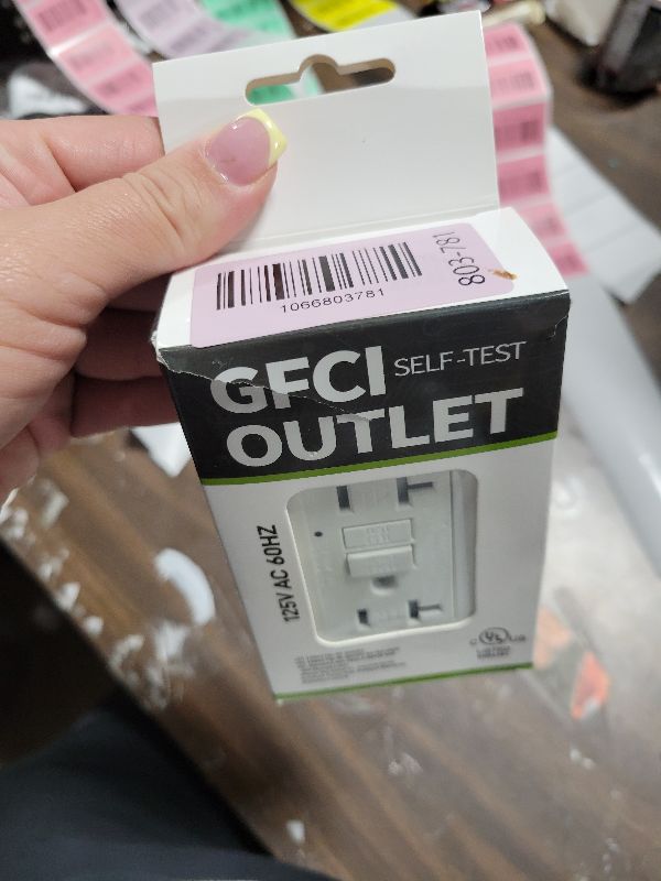 Photo 1 of 1-Pack 20 Amp GFI Electrical GFCI Outlet Self-Test Tamper Resistant (TR) Weather Resistant (WR) Ground Fault Receptacle with LED Indicator UL Listed Standard Wall Plate Included White