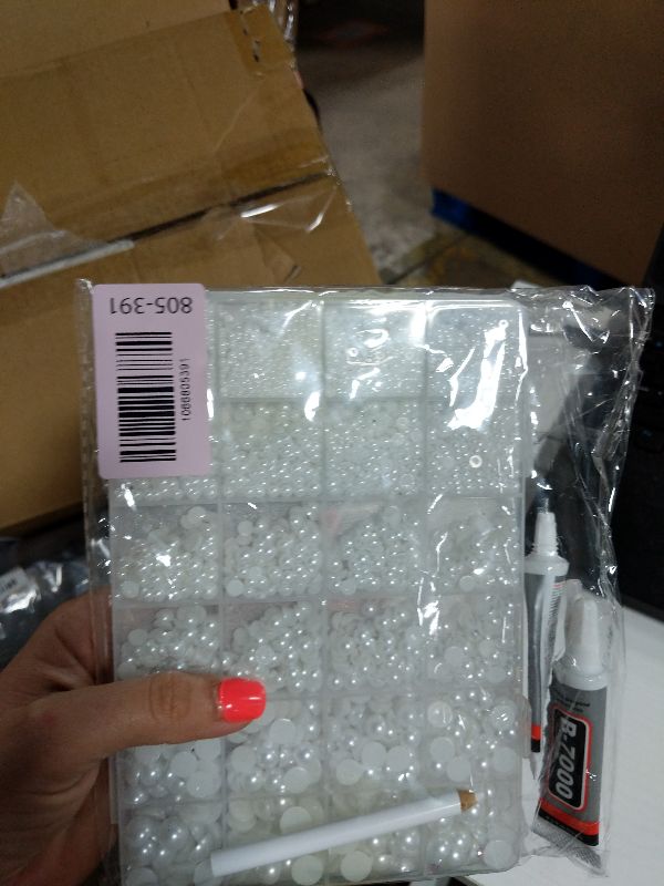 Photo 1 of 14000Pcs Flatback Pearls for Crafting (White), Assorted Size 2/3/4/5/6/8/10mm Half Pearl Bead Gems with 3Pcs 10ml B7000 Jewelry Glue, Bedazzling Kit for Crafts Shoes Graduation Cap Nail Art