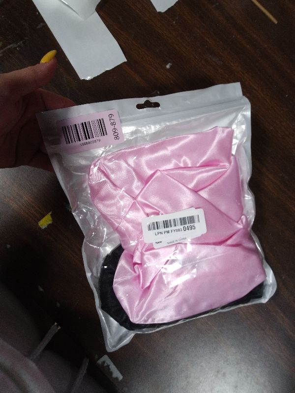 Photo 1 of 2 PCS Silk Bonnet Satin Bonnet for Sleeping, Hair Bonnet for Women Wide Soft Band Sleep Cap for Curly Hair (Black/Pink)