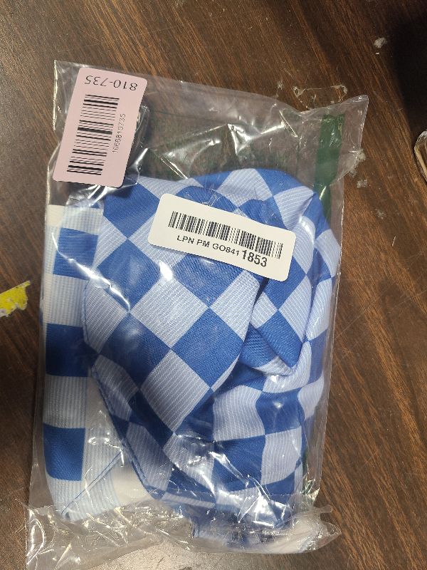 Photo 1 of 2 Pcs Blue Dog Bandanas Boy Large Spring Summer Triangle Scarf Reversible Bibs Plaid Bandana for Puppy Pet