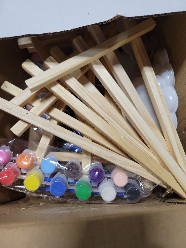 Photo 1 of 10 Set Canvas Painting Kit, 8 x 10In Canvas Boards with Easels, 12 Color Acrylic Paints, Brushes, Palettes, Art Supplies for Beginners – Paint and Sip Kit for Adults, Couples Painting Kit Date Night