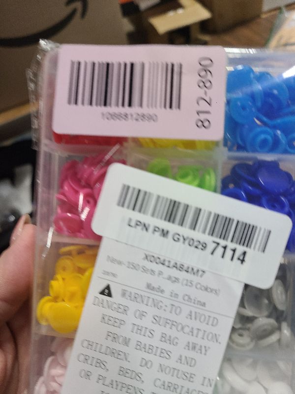 Photo 1 of 150 Sets Plastic Snaps Fasteners T5 Resin Snap Buttons Kit Plastic Snap Buttons for Clothing Sewing Crafting No-Sew Round Buttons with Storage Organizer for Crafts Cloth Diaper Bibs Bags (15 Colors)