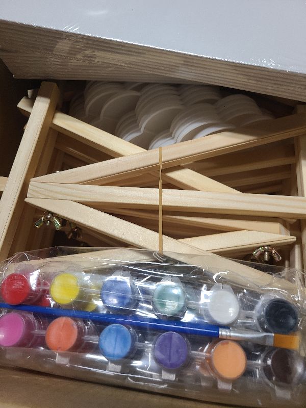 Photo 1 of 16 Pack 8 * 10In Canvas Boards for Painting, Art Canvas for Drawing with 32 Brushes & 16 Paint Trays & 32 Acrylic Paint, Mini Painting Canvas with Easel Set, Painting Kits for Adults Party