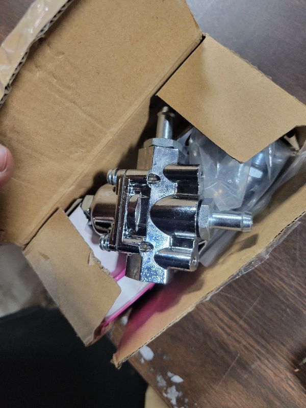 Photo 1 of 12-804 Adjustable Fuel Pressure Regulator with Gauge, Compatible with Holley and Edelbrock Carburetors, 1-4 PSI, 3/8" NPT, 1-in 2-Out