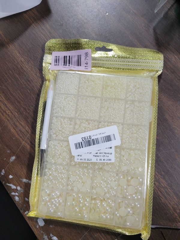 Photo 1 of 13000Pcs Flatback Pearls for Crafting (Ivory White/Beige), Assorted Size 2/3/4/5/6/8/10mm Half Pearl, Bedazzling Bead for DIY Crafts Clothing Tumblers Mugs Shoes Fabric Embellishment Nail Art Makeup
