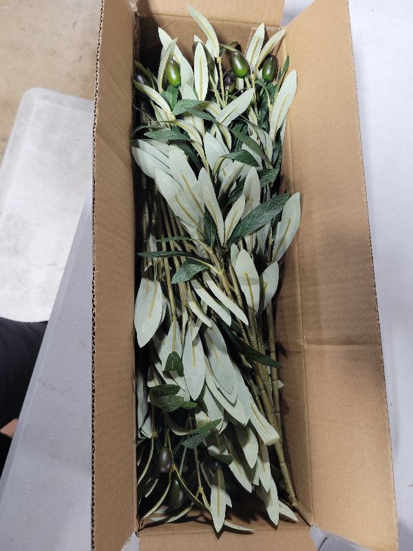Photo 1 of 10 PCS 18 Inch Faux Olive Branches for Vases - Realistic Faux Olive Tree Stems with Lifelike Leaves & Fruits, Eucalyptus Stems,Faux Greenery Stems for Centerpieces,Home Decor&Wedding Decor
