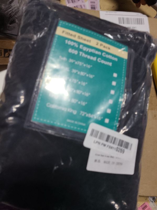Photo 1 of 2-Pack Pure Cotton Fitted Sheet Queen Size, 600 Thread Count 16" Deep Pocket Egyptian Cotton Fitted Sheet (2pcs, Queen, Black)
