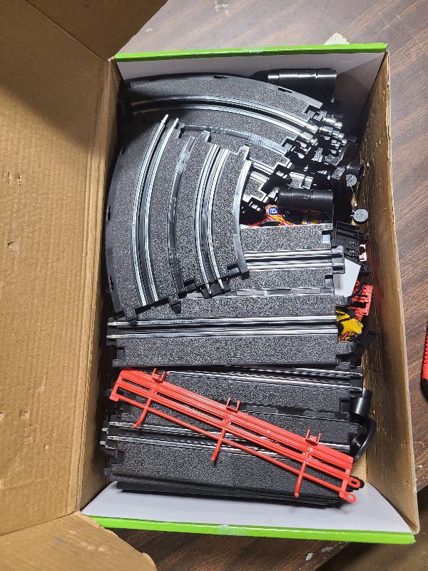 Photo 1 of 2 in 1 Slot Car Race Track Sets with 4 Slot Cars, 1:43 Electric Car Track for Boys, Dual Racing Game Lap Counter Circular Slope Track Sets, Birthday Gifts Toys for Boys Kids Ages 6 7 8 9 10 11 12