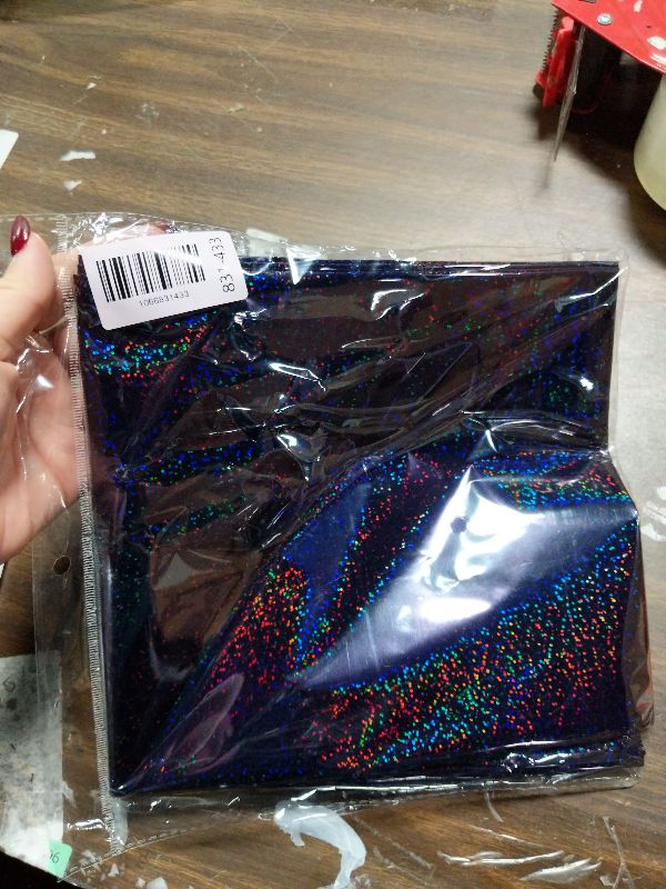 Photo 1 of 1 Pcs Black Holographic Laser Tablecloth Galaxy Space Table Cloth 40 * 108 Inch Shimmer Star TableCover for Halloween Birthday Graduation Neon Party Supplies Disposable Plastic Foil Table Decor