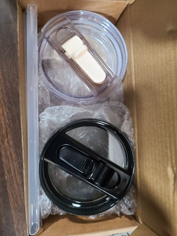 Photo 1 of 2 Pack 40 oz Tumbler Detachable Flip Straw Lid Replacement Fit for Stanley Quencher ProTour,Leak Proof Lid Compatible with Stanley Cup,No Spill Flip Top Tumbler Cover for Stanley Cup Accessories