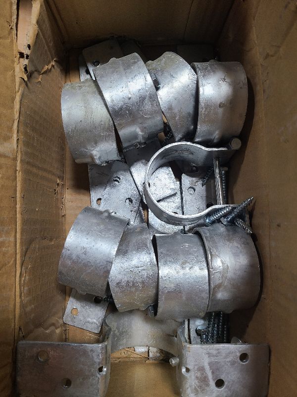 View 2 of 24-Pack Steel 2 Wood Fence Bracket (with 96 Screws), 2-3/8 Fence Post Brackets, Fence Brackets for Metal Posts to Wood, Galvanized Pipe Grip Tie