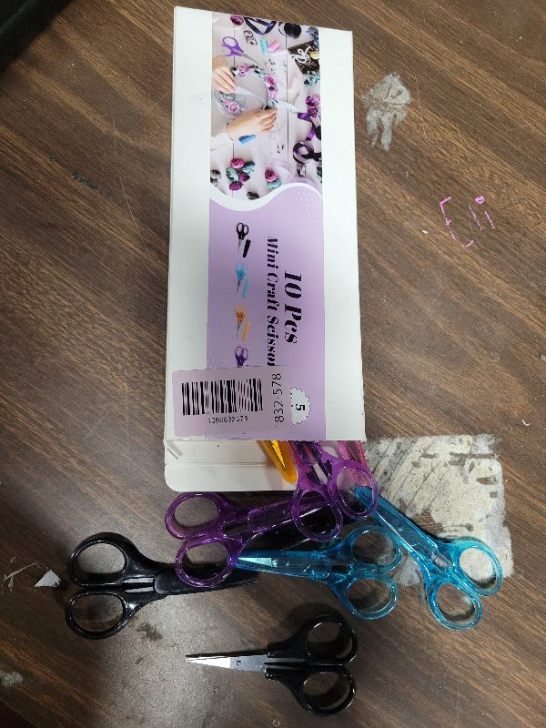 Photo 1 of 10 Pcs Small Scissors All Purpose, Stainless Steel Sharp Mini Detail Craft Scissors with Protective Cover for Embroidery, Paper Cutting, Sewing, Knitting, Crafting, 3.5"