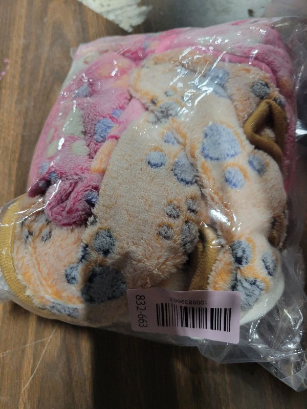 Photo 1 of 1 Pack 3 Blankets Super Soft Fluffy Premium Fleece Pet Blanket Flannel Paw Printed Throw for Dog Puppy Cat (Small 23x16'', Brown, Pink, White)