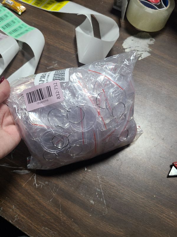 Photo 1 of 100pcs Circular Acrylic Keychain Blank, Round Clear Photo Keyring Insert for DIY Crafts, Transparent Picture Frame Holder for Wedding Bridal Party Favors & Small Business Branding