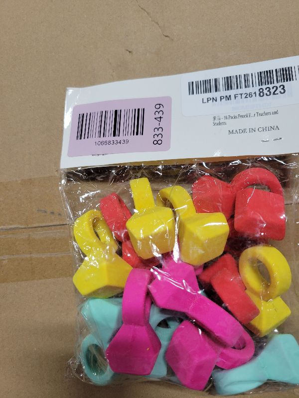 Photo 1 of 16 Pcs Eraser?Ring Erasers, 4 Assorted Colors, Funny Cute Rubber Erasers, Ring Shaped Pencil Eraser for Teachers, Office Use