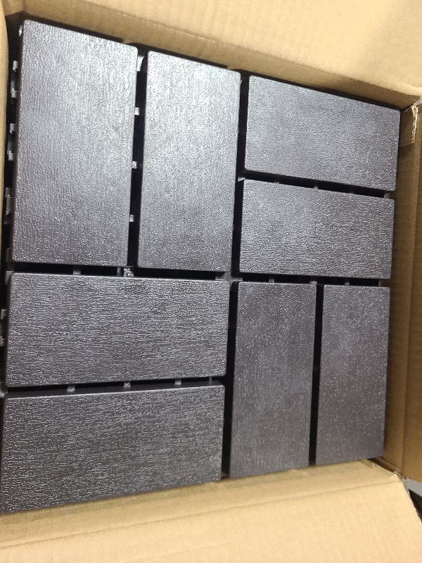 Photo 1 of 12 PCS 12x12 Inch Interlocking Deck Tiles - Waterproof All-Weather Outdoor Patio Flooring for Pool, Balcony, Backyard, Porch & Garden, Chocolate