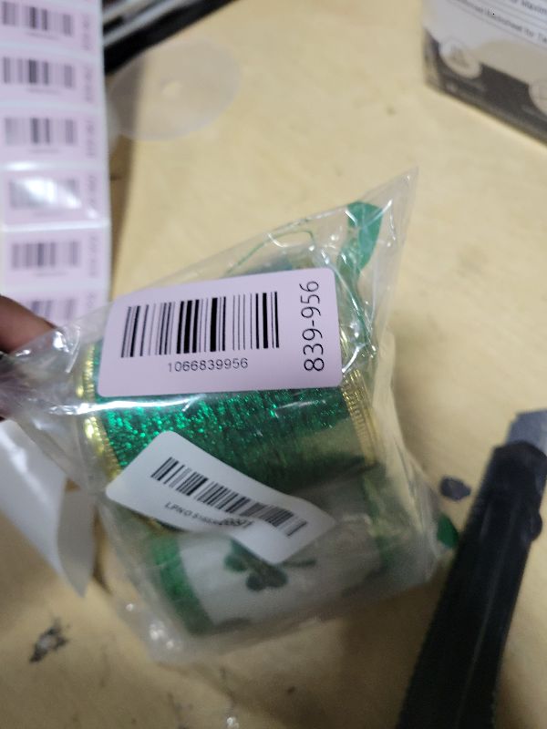 Photo 1 of 20 Yard St. Patrick's Day Wired Edge Ribbons Craft Irish-Themed Shamrock Ribbon for March Celebration, Shelf Display, Fireplace, Wall Decor
