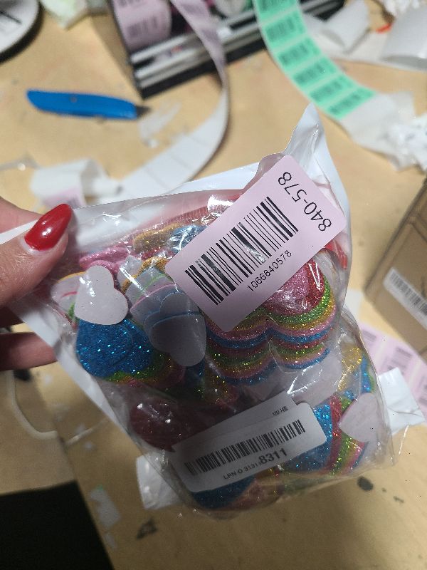 Photo 1 of 200Pcs Mini Heart Shapes Glitter Stickers, Valentine's Day Love Decorative Sticker for Scrapbooking or Embellishment, Colorful Glitter Heart Stickers for Valentine's Day Crafts DIY Greeting Cards