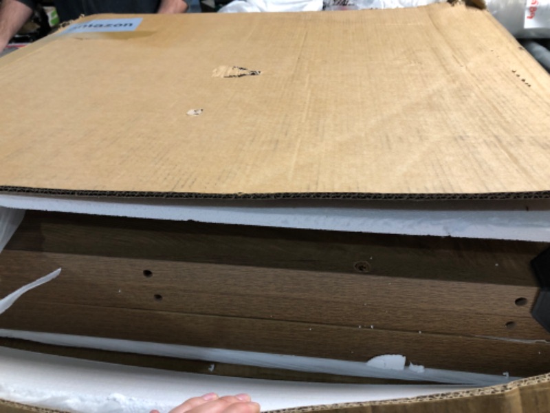 Photo 1 of *** PARTS ONLY *** LITTLE TREE 78-Inch L-Shaped Executive Desk, Modern Desk with Drawers & File Cabinet, Large Walnut Office Workstation with Storage Shelves for Home Office