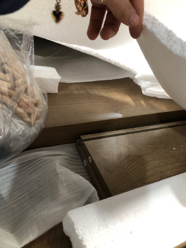 Photo 1 of *** PARTS ONLY *** LITTLE TREE 78-Inch L-Shaped Executive Desk, Modern Desk with Drawers & File Cabinet, Large Walnut Office Workstation with Storage Shelves for Home Office